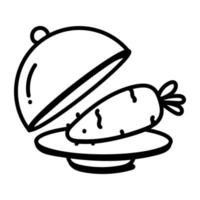 Doodle icon of steamed carrot is up for premium use vector