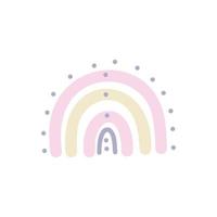 Pastel vector rainbow in retro style on white background. Kids design element.