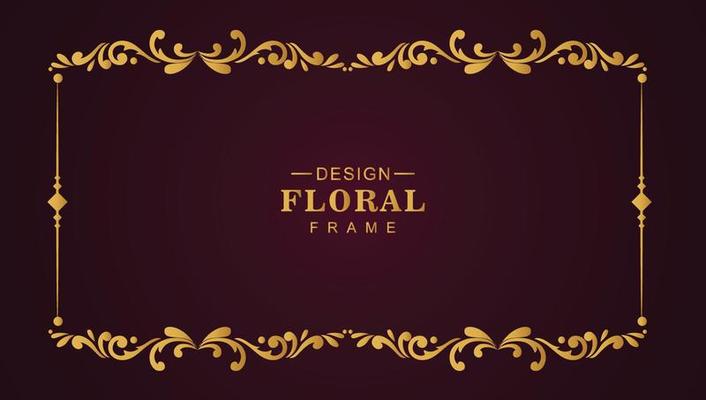 Modern golden luxury floral frame banner design