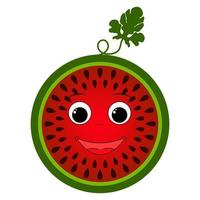 Vector illustration of character smiling watermelon. Cheerful watermelon. Print design for t-shirt. Vector illustration