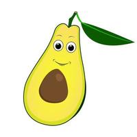 Happy character smiling avocado. Cheerful avocado. Print for a T-shirt. Vector illustration