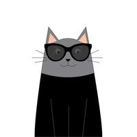 Stylish brutal cat in tinted glasses. Print, sticker. Children's illustration. Vector illustration isolated on white background