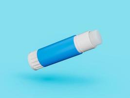 Open paper glue stick on blue background 3d illustration photo