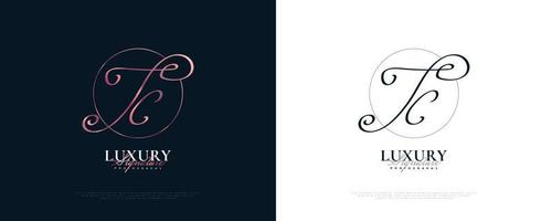 JC Initial Signature Logo Design with Elegant and Minimalist Handwriting Style. Initial J and C Logo Design for Wedding, Fashion, Jewelry, Boutique and Business Brand Identity vector