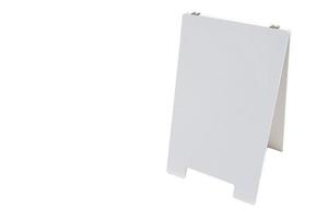 white mock up wooden sign board on white background. copy space on sign board, isolated on white background. photo