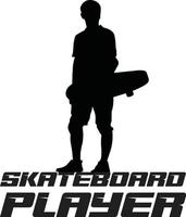 Skateboard player icon vector illustration, black colour.