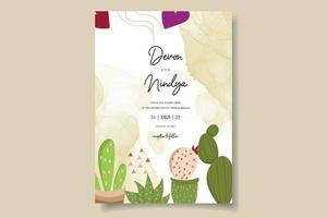 Beautiful cute cartoon cactus invitation card vector