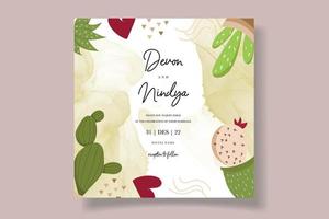 Beautiful cute cartoon cactus invitation card vector