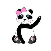 Cute panda waving his paw. Panda mascot cartoon character. Animal icon isolated on white background. Flat cartoon style suitable for landing web page, banner, flyer, sticker, postcard. Vector