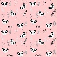 Cute seamless pattern with pandas and twigs. Background for children vector