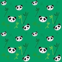 Cute seamless pattern with pandas and bamboo. Background for children vector