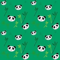 Cute seamless pattern with pandas and bamboo. Background for children vector