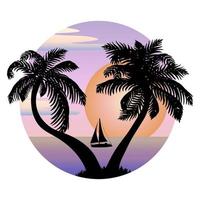 Silhouettes of palm trees vector