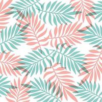 Simple Tropical Leaves Background. Abstract Backdrop With Overlaying Palm Leaves of Blue and Pink Color. Summer Wallpaper Vector. vector