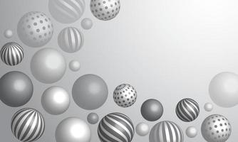 Abstract background with dynamic 3d spheres. White and gray bubbles. Vector illustration of balls textured with a striped pattern. Modern trendy banner or poster design