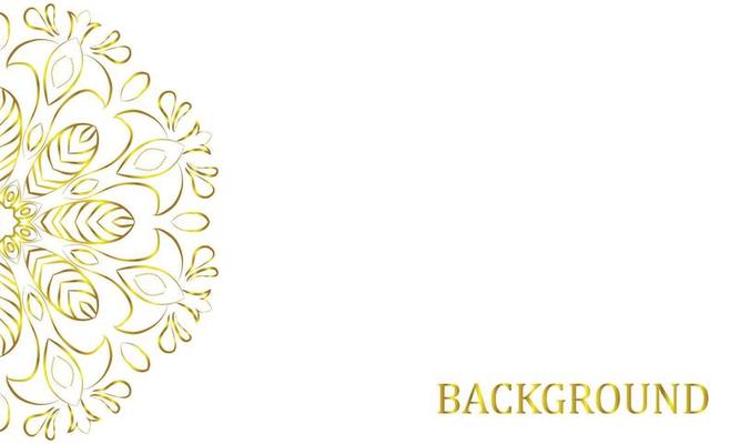 Luxurious decorative background of mandala design in golden color. Banner design with place for text. Illustration isolated on white background