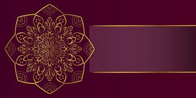 Design for invitation, business card, greeting card, banner with place for text. Golden arabesque arabic style islamic pattern background. Luxurious mandala. Vector illustration