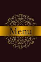 Menu for a restaurant or cafe. Vintage golden mandala patterns. Vector illustration