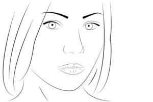 cara de mujer joven dibujada a mano. ilustración aislada del vector común. glamour moda belleza illustration.sketch