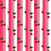 Summer resort stripe with fresh red cherry seamless pattern ,vector fot fashion fabric and all prints wallpaper ,book cover,on pink line. Vector illustration