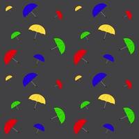 Seamless pattern of colorful umbrellas on a dark gray background. Background for children. Vector illustration