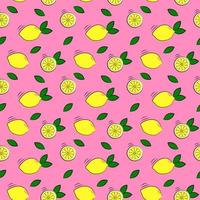 Fresh background of lemons. Hand drawn overlapping background. Colorful doodle wallpaper vector. Seamless pattern with citrus fruits collection. Decorative illustration, good for print vector