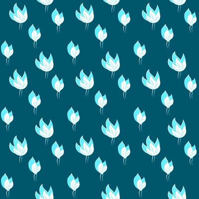 Seamless pattern of white blue leaves on a turquoise background. Design for textile, fabrics, paper, wallpaper, nursery, fabric, stationery and background. Vector illustration