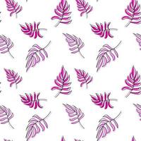Seamless vector pattern palm leaves pink leaf and outline on background. For textiles, packaging, fabrics, wallpapers, backgrounds, invitations. Summer tropics. Vector illustration