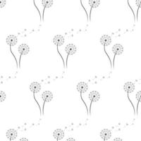 Seamless pattern from dandelions. Cute vector black and white pattern. Pattern design for textile, wrapping paper. The background. Vector illustration