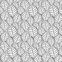 Vector seamless pattern of leaves . Black and white graphics Linear. Hand drawing.Good for textile printing and adult coloring books