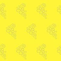 Seamless cute floral pattern of cartoon flowers on a yellow background. Vector illustration