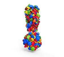 Exclamation mark of multicolored rainbow candies Festive isolated on white background 3d illustration photo