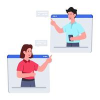 Conceptual flat design illustration of virtual learning vector