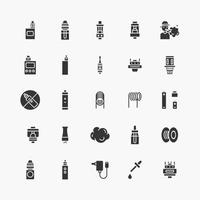 paquete de colección de iconos de línea plana del logotipo de vape. para tienda vector de diseño simple