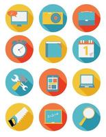 Modern Flat Icon Set for Web and Mobile Application  in Stylish Colors Isolated on White vector