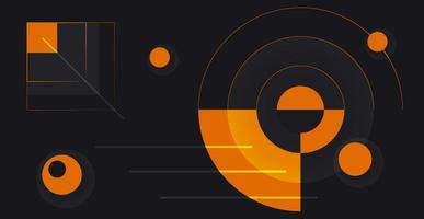 Abstract futuristic technologies. Abstract background with dynamic lines and squares, in orange and black colors. vector