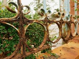 The rusted steel structure eroded and was severely damaged. photo