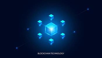 Abstract blockchain technology cryptocurrency and fintech square cube crypto operations Connect block, data transmission, new technology system, Vector illustration.