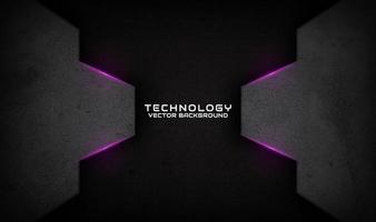 3D black techno abstract background overlap layer on dark space with purple light effect decoration. Graphic design element dirty style concept for banner, flyer, card, brochure cover, or landing page vector