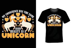 diseño de camiseta de unicornio, vintage, tipografía vector