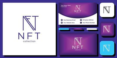 NFT collection initials capital simple clean creative font with business card template vector