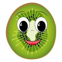 lindo personaje de kiwi de dibujos animados. kiwi alegre sonriente. estampado para una camiseta. ilustración vectorial aislada sobre fondo transparente vector