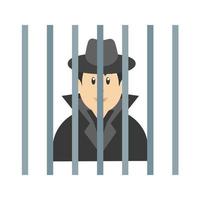 Criminal behind bars Flat Multicolor Icon vector