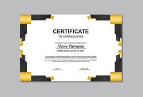 certificate template design in gold and black color. vector