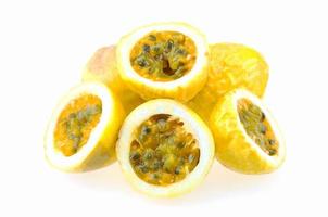 Ripe passion fruit isolated over white background photo