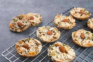 Florentine Cookies with mixed nut and dried fruits and seeds. Gluten free. photo