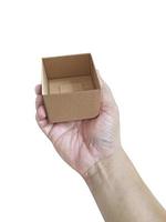 Box in hand on white background isolation photo