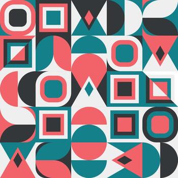 Abstract Geometric Pattern with simple shapes and figures vector