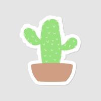 Cute aesthetic mini cactus sticker. Isolated Illustration. Flat style. vector