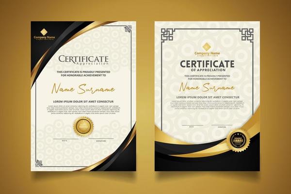 certificate template with classic frame and modern pattern, diploma, vector illustration